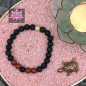 Preview: Diffusor Armband - Lavastein & Roter Jaspis mit vergoldeter diamantierter Silberperle