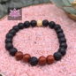 Preview: Diffusor Armband - Lavastein & Roter Jaspis mit vergoldeter diamantierter Silberperle