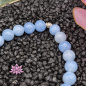 Preview: Aquamarin Mala Armband mit Lotusblüte aus 925er Sterling Silber