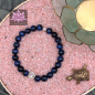 Preview: Blauer Tigerauge Mala Armband mit Lotusblüte aus 925er Sterling Silber