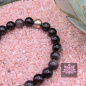 Preview: Silberglanzobsidian Mala Armband mit OM-Anhänger und Silberperle