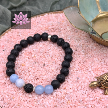 Diffusor Armband - Lavastein & Aquamarin mit Elementen aus 925er Sterling Silber