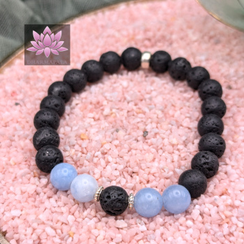 Diffusor Armband - Lavastein & Aquamarin mit Elementen aus 925er Sterling Silber