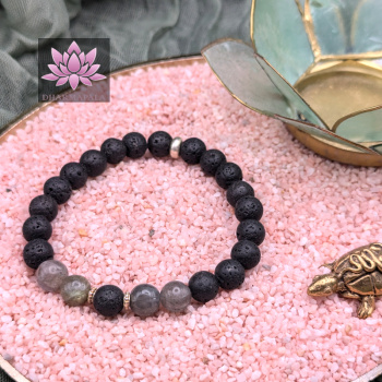 Diffusor Armband - Lavastein & Labradorit mit Elementen aus 925er Sterling Silber