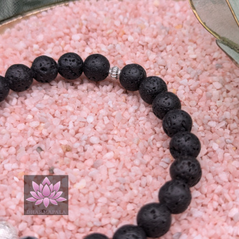 Diffusor Armband - Lavastein & Schneeflockenobsidian mit diamantierter Silberperle