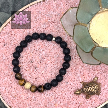 Diffusor Armband - Lavastein & Tigerauge mit diamantierter Silberperle