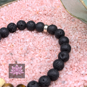 Diffusor Armband - Lavastein & Tigerauge mit diamantierter Silberperle