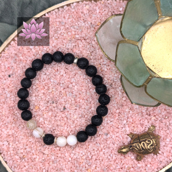 Diffusor Armband - Lavastein & Perlmutt mit Elementen aus 925er Sterling Silber