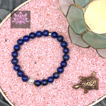 Lapislazuli Mala Armband mit Mantra-Perle aus 925er Sterling Silber