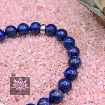 Lapislazuli Mala Armband mit Mantra-Perle aus 925er Sterling Silber
