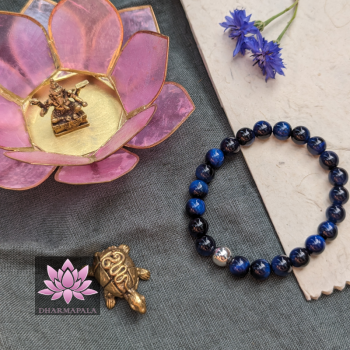 Blauer Tigerauge mit Silber-Perle | 8mm