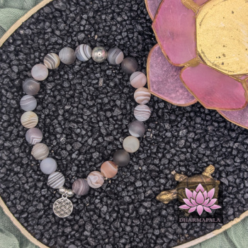 Matter Botswana Achat mit Lebensblume und Silberperle