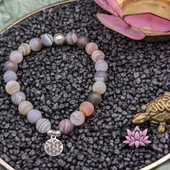 Matter Botswana Achat mit Lebensblume und Silberperle