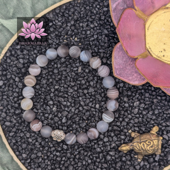 Matter Botswana Achat mit Lotusblüte aus 925er Sterling Silber