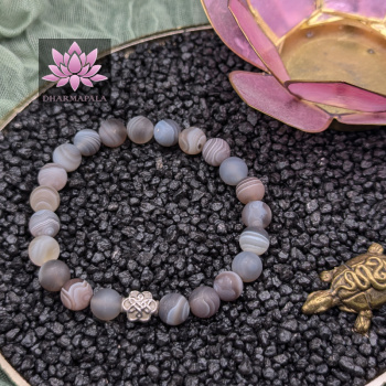 Matter Botswana Achat mit Lotusblüte aus 925er Sterling Silber