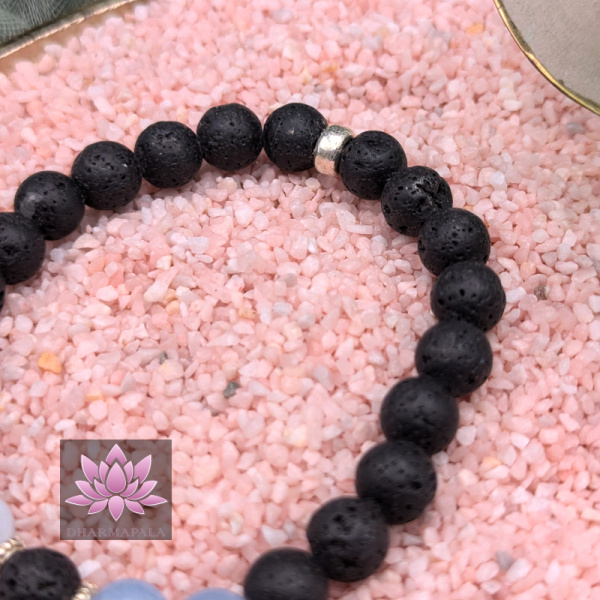 Diffusor Armband - Lavastein & Aquamarin mit Elementen aus 925er Sterling Silber