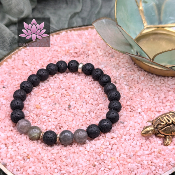 Diffusor Armband - Lavastein & Labradorit mit Elementen aus 925er Sterling Silber