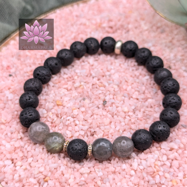 Diffusor Armband - Lavastein & Labradorit mit Elementen aus 925er Sterling Silber